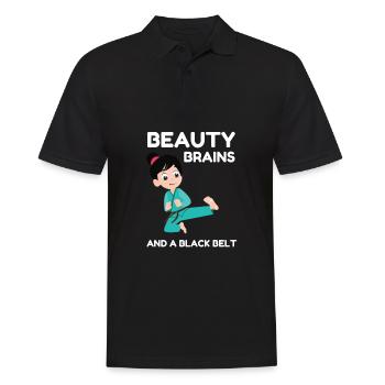 Des cerveaux de beauté et une ceinture noire - Polo Homme - noir - Devant - Kai (181cm)