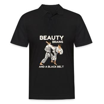 Beauty Brains And A Black Belt - Men's Polo Shirt - black - Front - Kai (181cm)