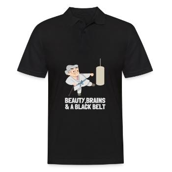 Beauty Brains et une ceinture noire - Polo Homme - noir - Devant - Kai (181cm)