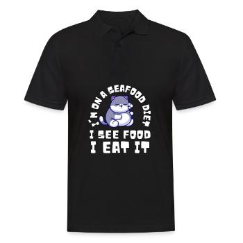 Fat Cat Obesity - Männer Poloshirt - Schwarz - Vorne - Kai (181cm)