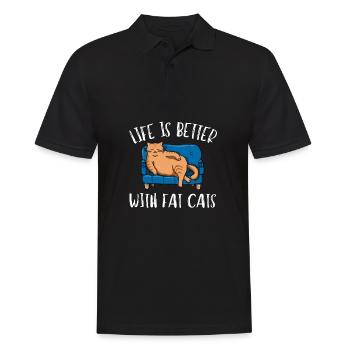 Fat Cat Obesity - Männer Poloshirt - Schwarz - Vorne - Kai (181cm)