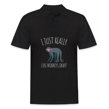 J’aime vraiment les singes ok? - Polo Homme - noir - Devant - Kai (181cm)