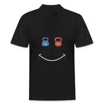 Kettlebell Workout Retro Fitness Gym - Männer Poloshirt - Schwarz - Vorne - Kai (181cm)