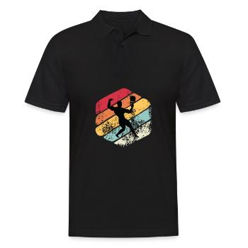 Kettlebell Workout Retro Fitness Gym - Männer Poloshirt - Schwarz - Vorne - Kai (181cm)