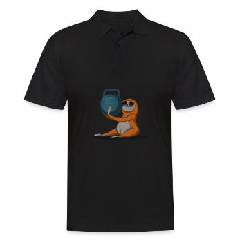 Kettlebell Workout Retro Fitness Gym - Männer Poloshirt - Schwarz - Vorne - Kai (181cm)