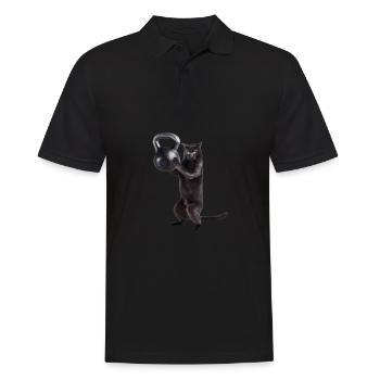 Kettlebell Workout Retro Fitness Gym - Männer Poloshirt - Schwarz - Vorne - Kai (181cm)
