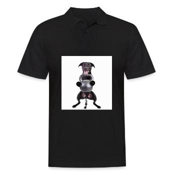 Kettlebell Workout Retro Fitness Gym - Männer Poloshirt - Schwarz - Vorne - Kai (181cm)