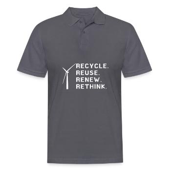 Recycle Réutiliser Renew Rethink Wind Turbine - Wind - Polo Homme - charbon - Devant - Nico (186cm)