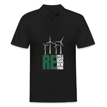 Recycle Reuse Renew Rethink Wind Turbine - Wind - Männer Poloshirt - Schwarz - Vorne - Kai (181cm)