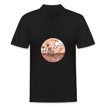 California This Place - Men's Polo Shirt - black - Front - Kai (181cm)