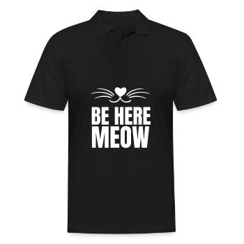 Yoga Cat - Be Here Meow - Men's Polo Shirt - black - Front - Kai (181cm)