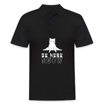 Chat de yoga - Be Here Meow - Polo Homme - noir - Devant - Kai (181cm)