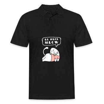 Yoga Cat - Be Here Meow - Men's Polo Shirt - black - Front - Kai (181cm)