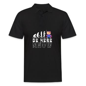 Yoga Cat - Be Here Meow - Men's Polo Shirt - black - Front - Kai (181cm)