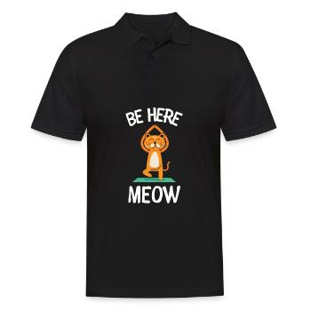 Yoga Cat - Be Here Meow - Men's Polo Shirt - black - Front - Kai (181cm)