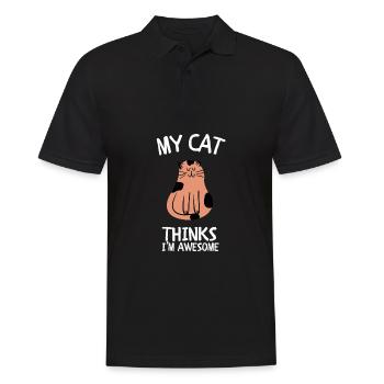 Cat Owner - My cat thinks I'm awesome - Men's Polo Shirt - black - Front - Kai (181cm)