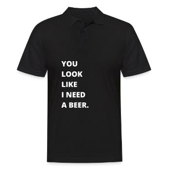 Funny Drinking - You look like I need another beer - Männer Poloshirt - Schwarz - Vorne - Kai (181cm)