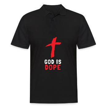 Christian - God Is Black And Red - Männer Poloshirt - Schwarz - Vorne - Kai (181cm)