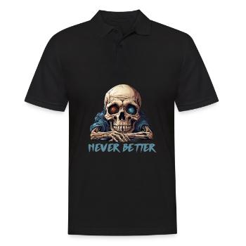 Nie besser Skelett Lustiger Halloween-Totenkopf - Männer Poloshirt - Schwarz - Vorne - Kai (181cm)