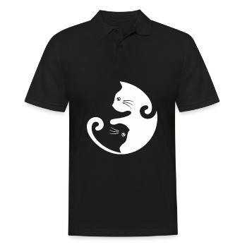Yin Yang chat - Polo Homme - noir - Devant - Kai (181cm)