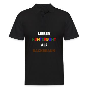 Lieber Kunterbunt als Kackbraun Anti Rassismus - Männer Poloshirt - Schwarz - Vorne - Kai (181cm)