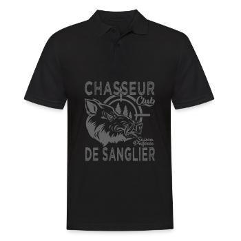 Chassé chasseur de sanglier cadeau cool chasse - Polo Homme - noir - Devant - Kai (181cm)
