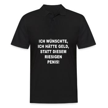 Ich wünschte ich hätte Geld statt Riesen Penis - Männer Poloshirt - Schwarz - Vorne - Kai (181cm)