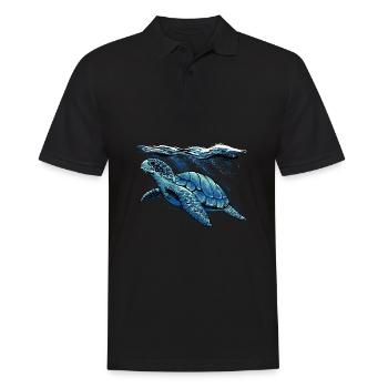Sea Turtle illustration - Meeres Schildkröte - Men's Polo Shirt - black - Front - Kai (181cm)