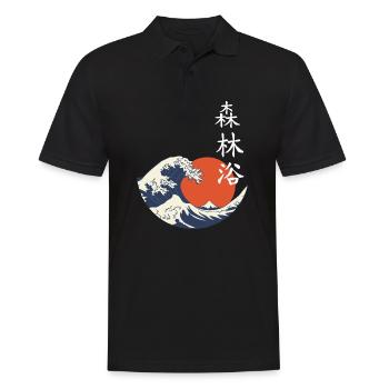 Japon Asie Bambou soleil Kanji nature forêts bains - Polo Homme - noir - Devant - Kai (181cm)