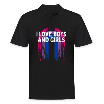 I Love Boys and Girls Bisexual LGBTQ Bi Pride Gay - Männer Poloshirt - Schwarz - Vorne - Kai (181cm)