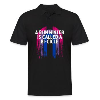 Bi in Winter Is a Bi-cicle Bisexual Pun Bi Pride - Men's Polo Shirt - black - Front - Kai (181cm)