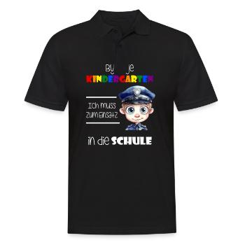 Bye Bye Kindergarten - Einschulung Polizist - Männer Poloshirt - Schwarz - Vorne - Kai (181cm)