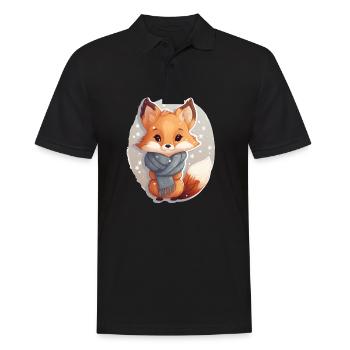 Fuchs im Winter - Männer Poloshirt - Schwarz - Vorne - Kai (181cm)
