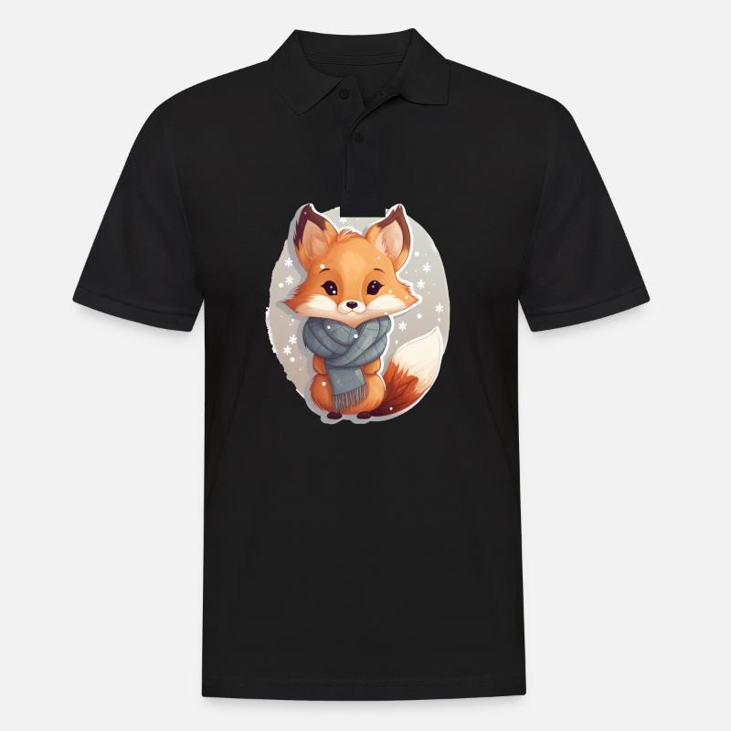 Fuchs im Winter - Männer Poloshirt - Schwarz