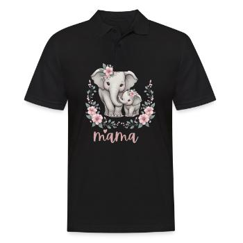 Mama Heart Floral Wreath Elephant Baby Shower - Männer Poloshirt - Schwarz - Vorne - Kai (181cm)