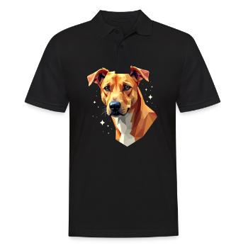 Geometrischer Hund - Kunstwerk - Männer Poloshirt - Schwarz - Vorne - Kai (181cm)