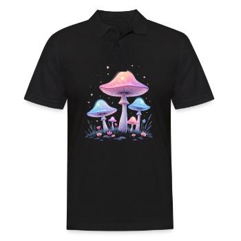 Magische Pilze - Mystische Waldkunst - Männer Poloshirt - Schwarz - Vorne - Kai (181cm)