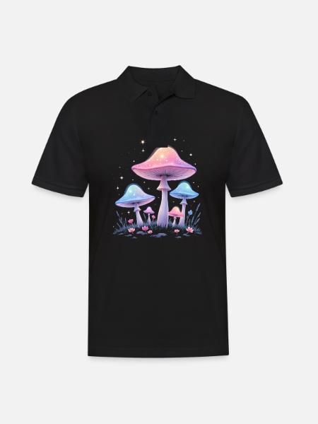 Magiczne grzyby - mistyczna sztuka leśna - Koszulka polo męska - czarny