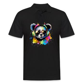 Süßer Baby Pandabär mit Headset Geschenk Bär - Männer Poloshirt - Schwarz - Vorne - Kai (181cm)