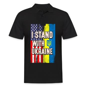 Je me tiens avec ukraine drapeau américain - Polo Homme - noir - Devant - Kai (181cm)