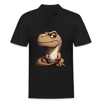 Dinosaure T-Rex curieux et sceptique - Polo Homme - noir - Devant - Kai (181cm)