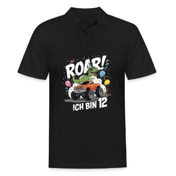 12. Geburtstag 12 Jahre Dino Monstertruck Fan - Männer Poloshirt - Schwarz - Vorne - Kai (181cm)