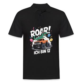 12. Geburtstag 12 Jahre Dino Monstertruck Fan - Männer Poloshirt - Schwarz - Vorne - Kai (181cm)