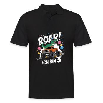 3rd Birthday 3 Years Dino Monster Truck Fan - Men's Polo Shirt - black - Front - Kai (181cm)