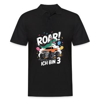 3rd Birthday 3 Years Dino Monster Truck Fan - Men's Polo Shirt - black - Front - Kai (181cm)