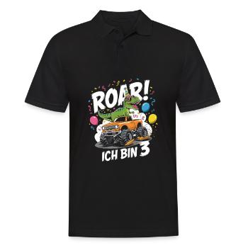 3rd Birthday 3 Years Dino Monster Truck Fan - Men's Polo Shirt - black - Front - Kai (181cm)