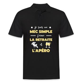 t shirt mec simple retraite apero humour papy - Polo Homme - noir - Devant - Kai (181cm)