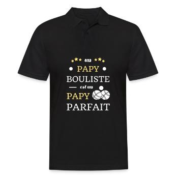 t shirt papy bouliste papy petanque humour papy - Polo Homme - noir - Devant - Kai (181cm)