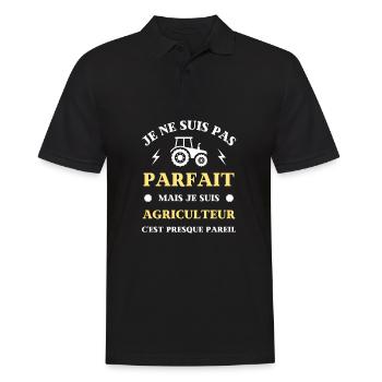 t shirt pas parfait agriculteur humour agricole - Polo Homme - noir - Devant - Kai (181cm)