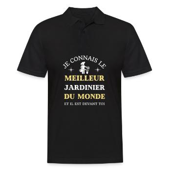 t shirt meilleur jardinier du monde humour jardin - Polo Homme - noir - Devant - Kai (181cm)